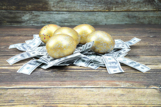 istock selective focus golden  eggs and gold on artificial US dollars 1126644568