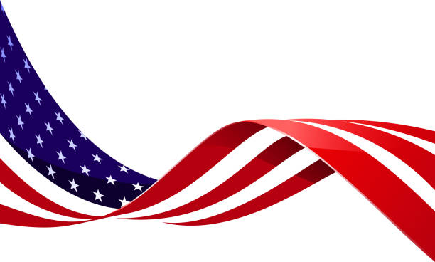 illustrazioni stock, clip art, cartoni animati e icone di tendenza di bandiera nel vento - patriotism flag backgrounds american culture