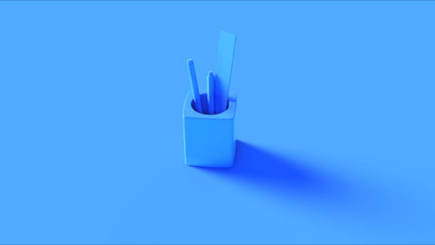 istock Blue Desk Tidy with Pens and a Ruler 1126645555