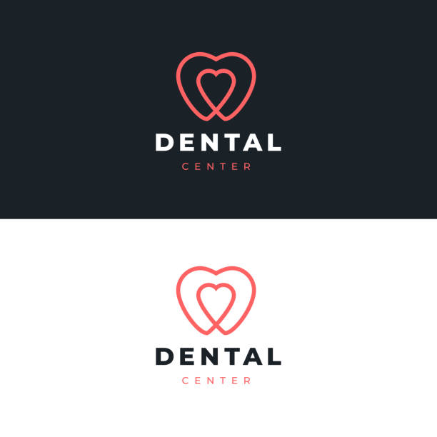 ilustraciones, imágenes clip art, dibujos animados e iconos de stock de plantilla de diseño de logotipo de dentista.  diente símbolo creativo de corazón. clínica dental vector señal marca icono. - dentist dental hygiene dentist office dental equipment