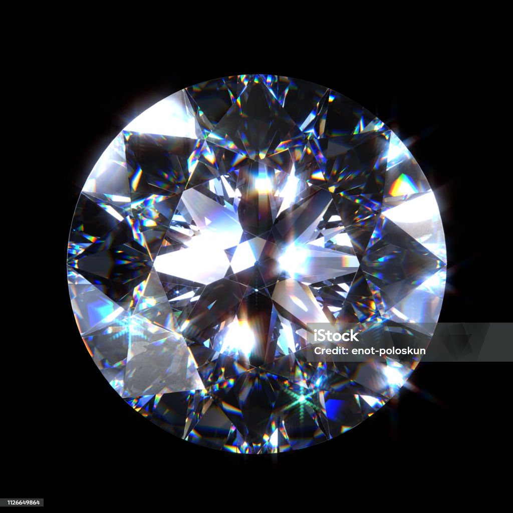 diamond 3D diamond. View on crown Diamond - Gemstone Stock Photo