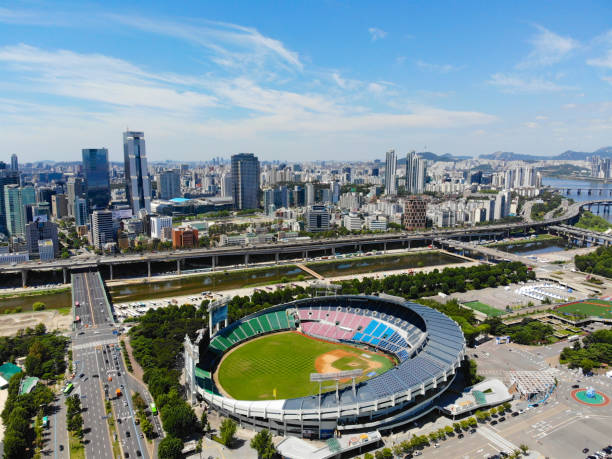 ソウル オリンピック公園南朝鮮空撮。 - baseball sky old sport ストックフォトと画像