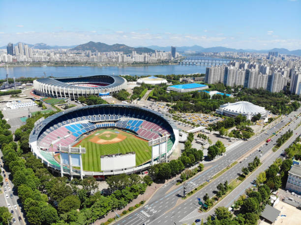 ソウル オリンピック公園南朝鮮空撮。 - baseball sky old sport ストックフォトと画像