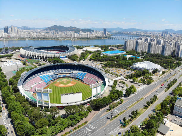 공중 보기 서울 올림픽 공원, 한국입니다. - roof sport competitive sport the olympic games 뉴스 사진 이미지