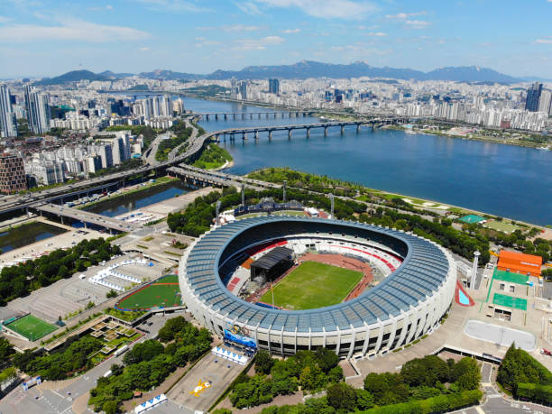 공중 보기 서울 올림픽 공원, 한국입니다. - roof sport competitive sport the olympic games 뉴스 사진 이미지