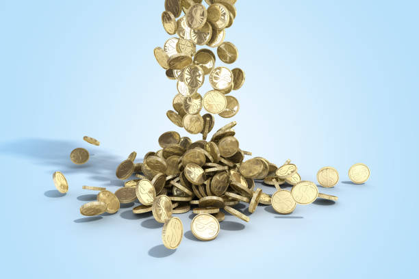 istock gold coins with dollar sign fall on graund 3d illustration on a blue background 1126653612