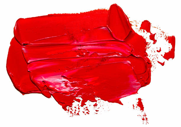 istock Template for your banner text - textured red oil paint brush stroke, isolated on white background. 1126653619