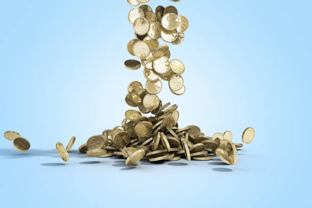 istock gold coins with dollar sign fall on graund 3d illustration on a blue background 1126653636