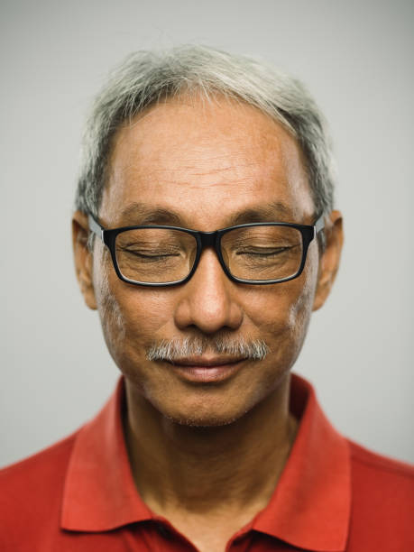 istock Real chinese senior man with happy expression and closed eyes 1126657007