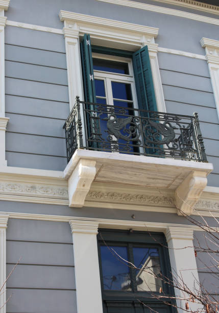 istock Old neoclassical Athenian building balcony 1126657590