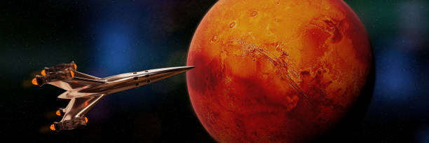 istock spaceship in orbit of planet Mars 1126658220