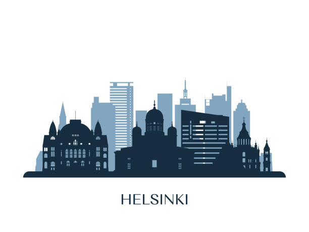 skyline von helsinki, monochrome silhouette. vektor-illustration. - helsinki stock-grafiken, -clipart, -cartoons und -symbole