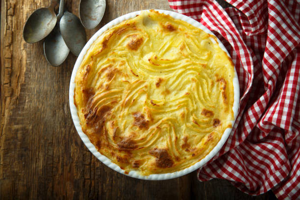 Homemade fish pie Homemade fish pie with mashed potato seafood gratin stock pictures, royalty-free photos & images