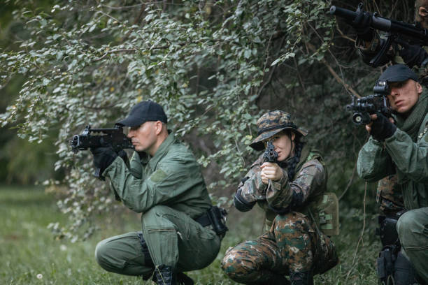 istock Military team on a mission in forest 1126661258
