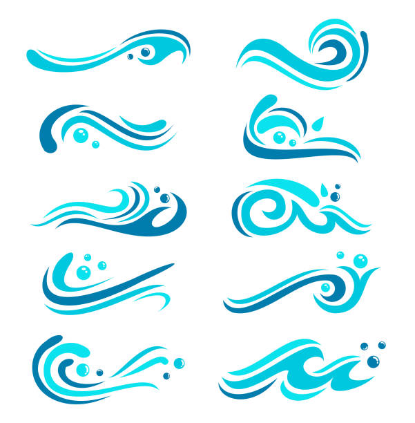 Water waves Vector illustration of the water waves set wave water clipart stock illustrations