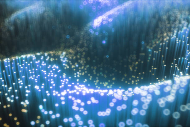 istock Abstract city of 3d optical fiber. Camera movement on abstract realistic glowing 3D illustration 1126668149