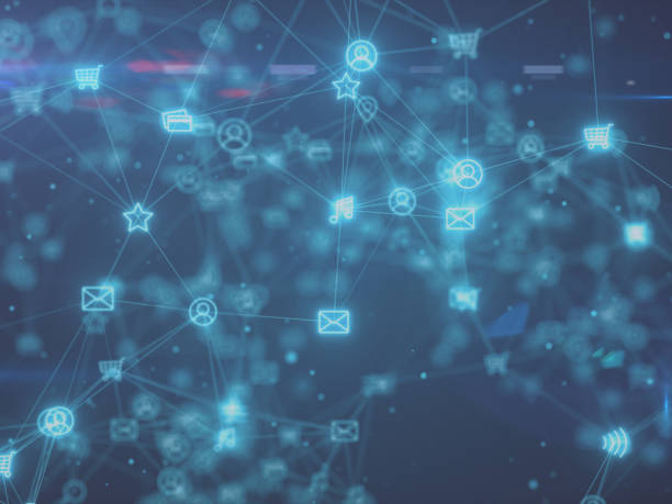 istock Social network connections. Connecting people on the internet, nodes transforming. 3d illustration 1126668250