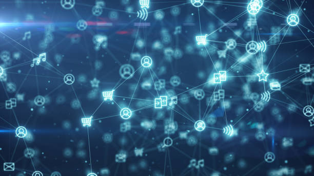 istock Social network connections. Connecting people on the internet, nodes transforming. 3d illustration 1126668262