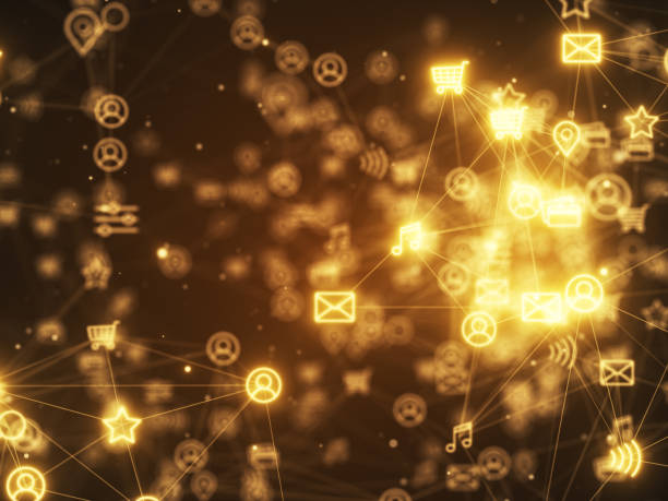 istock Social network connections. Connecting people on the internet, nodes transforming. 3d illustration 1126668267