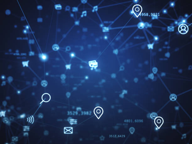 istock Background of randomly moving network and internet related things. Online shopping, social networks, connections, global connections. 3d illustration 1126668271