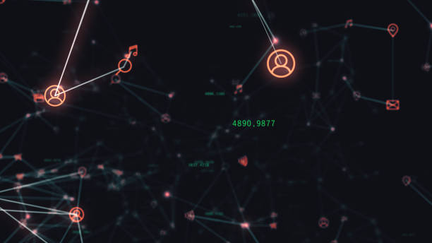 istock Background of randomly moving network and internet related things. Online shopping, social networks, connections, global connections. 3d illustration 1126668274