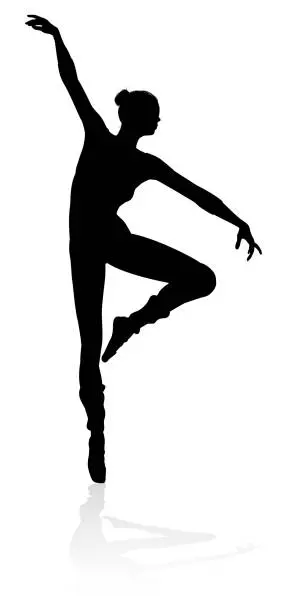Vector illustration of Dancing Ballet Dancer Silhouette