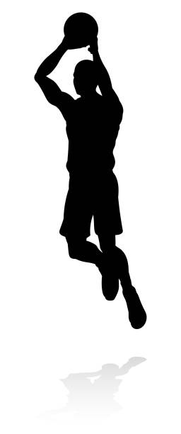 Silhouette Basketball Player A silhouette basketball player sports illustration silhouette of basketball player slam dunk stock illustrations