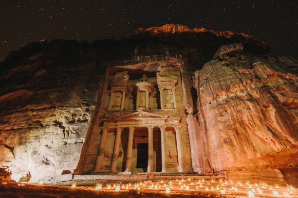 istock Scenic view of Petra by night 1126671154