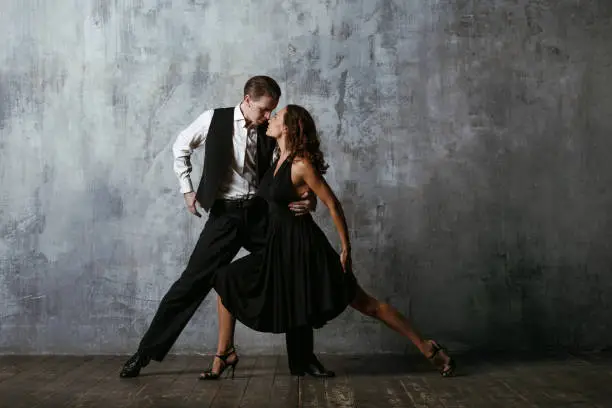 Photo of Dancers in black dress dancing tango