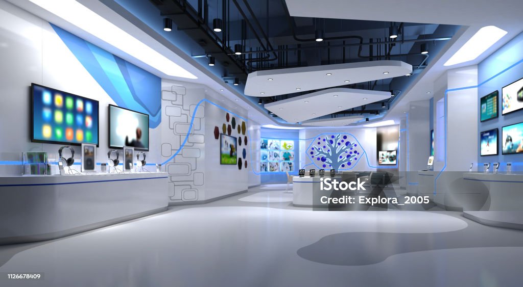 3d render technology store Store Stock Photo