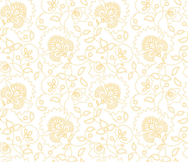 vector mulus bunga gaya india pola pada latar belakang putih - batik ilustrasi stok
