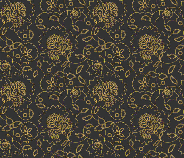 Vector seamless flower indian style pattern on gray background Vector seamless flower indian style pattern on gray background decoupage stock illustrations