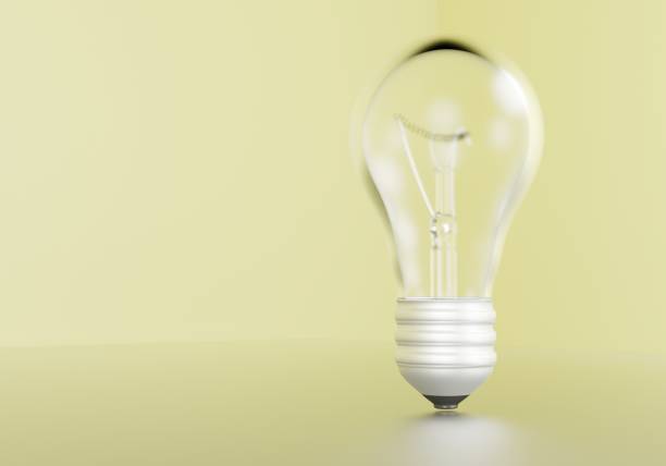 istock Perfect light bulb, 3D illustration in yellow background 1126680330