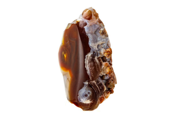 istock Macro mineral stone fiery Agate on a white background 1126682583