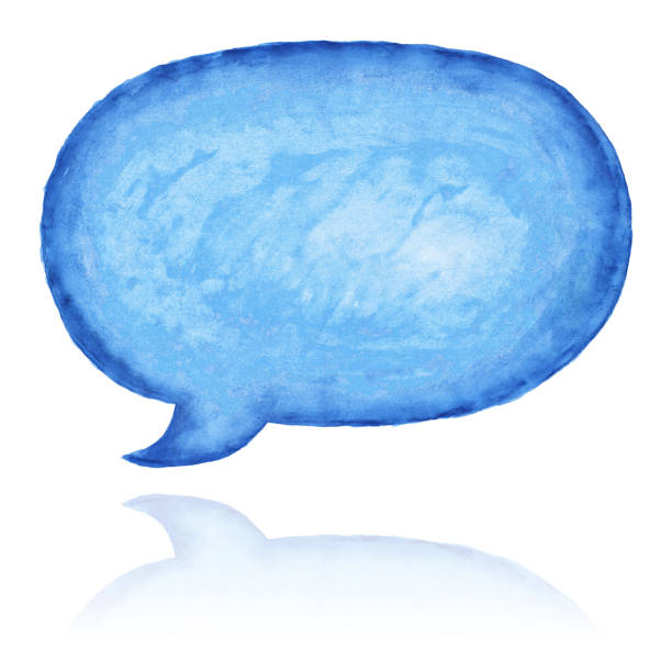 istock Ellipse speech bubble symbol with blue watercolor paint texture isolated on white background. 1126686498