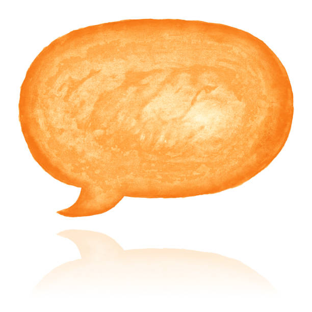 istock Ellipse speech bubble symbol with orange watercolor paint texture isolated on white background. 1126686731