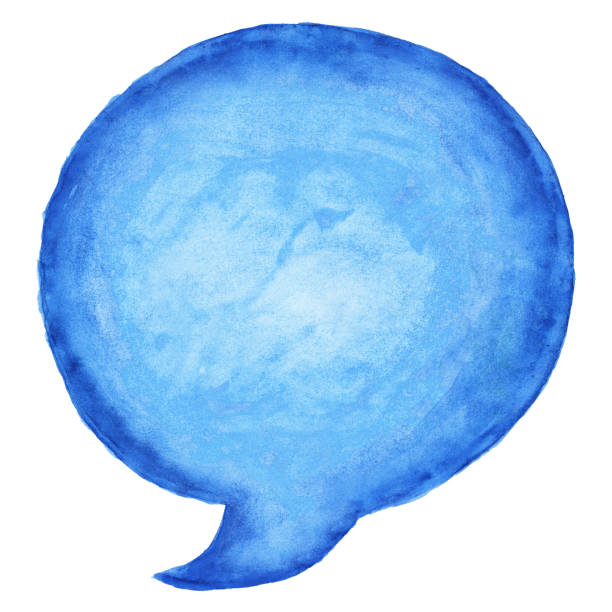 istock Circle speech bubble symbol with blue watercolor paint texture isolated on white background. 1126686779