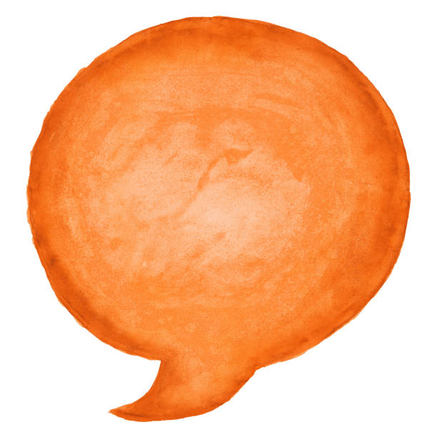 istock Circle speech bubble symbol with orange watercolor paint texture isolated on white background. 1126686902