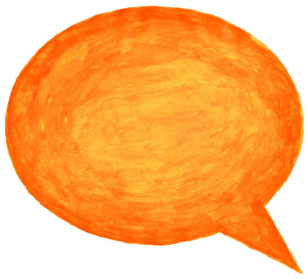 istock Ellipse speech bubble symbol with orange watercolor paint texture isolated on white background. 1126688022