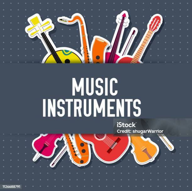 Music Instruments Background Design Flat Music Instruments Background Concept Vector Illustrator Design ...
