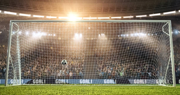 istock A goal on the professional soccer stadium. 1126695238