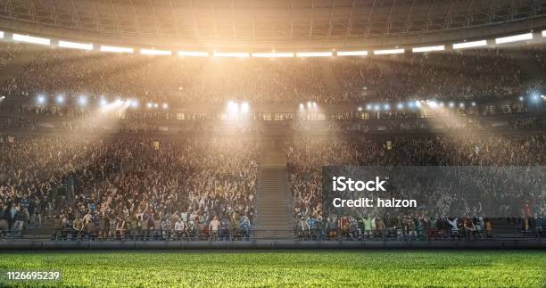 Un Estadio De Fútbol Profesional Con Multitud De Hechos En 3d Foto de stock y más banco de imágenes de Estadio