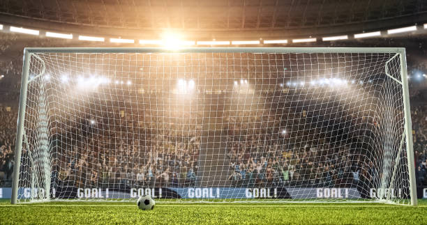 istock A goal on the professional soccer stadium. 1126695242