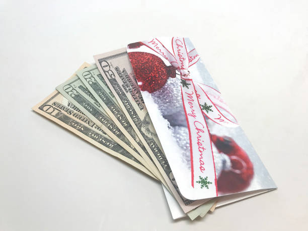 świąteczne pieniądze - twenty dollar bill christmas wealth finance zdjęcia i obrazy z banku zdjęć