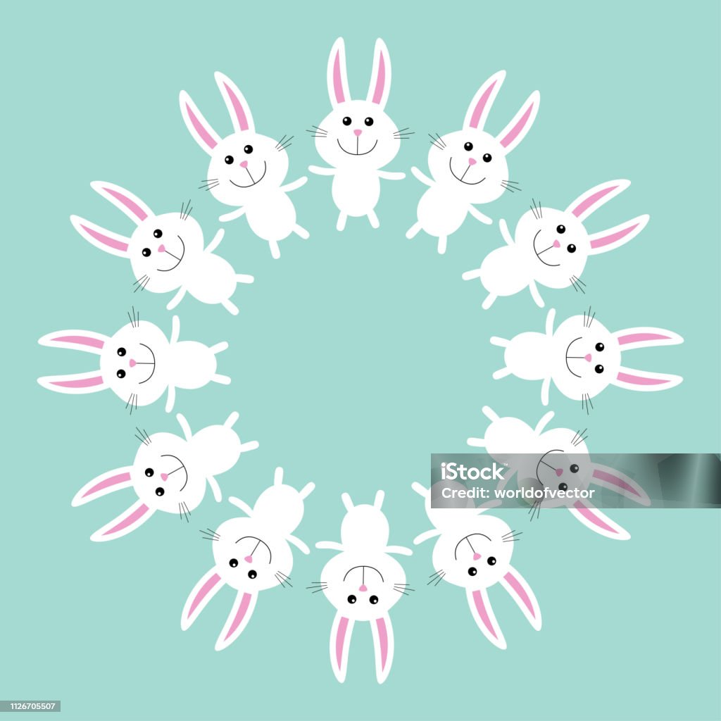Gambar Frame Rabbit Cute Bunny Rabbit Round Frame Flat Design Stock Illustration - Download ...