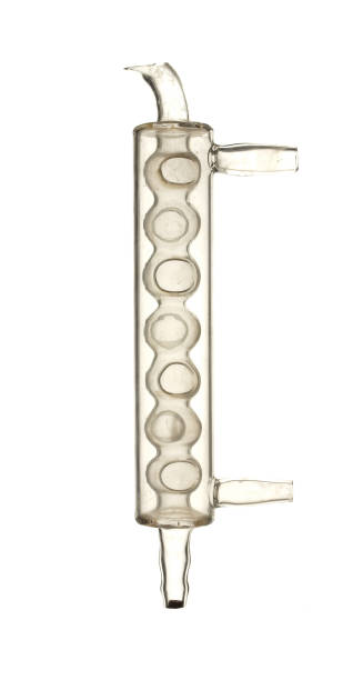 Glass  condenser for distillation isolated on white background