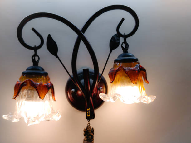 istock Beautiful wall lamp on the wall for banners 1126707495