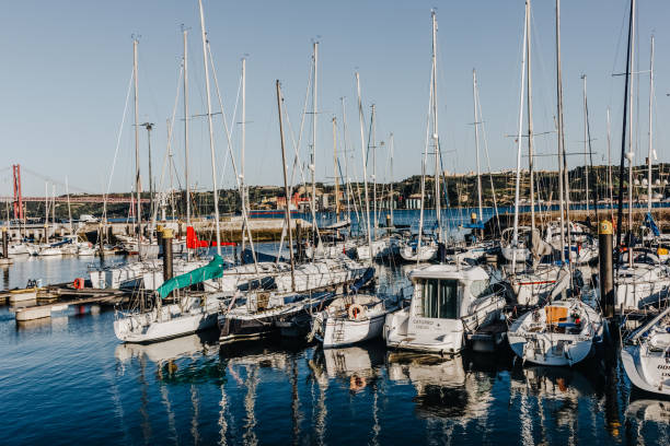 Lisbon, Portugal - May 01, 2016: Marina with yachts and boats. Lisbon, Portugal