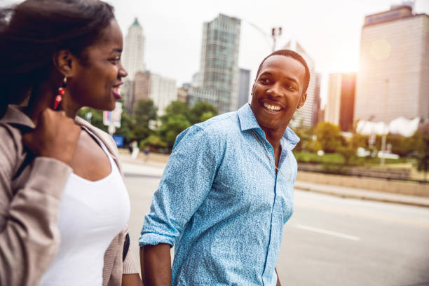 istock Young couple in downtown Chicago 1126710166