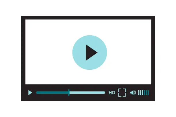Vector illustration of Video player interface for web site design or mobile application. Vector illustration on white